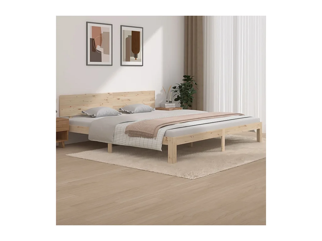 Bedframe zonder matras massief grenenhout 200x200 cm