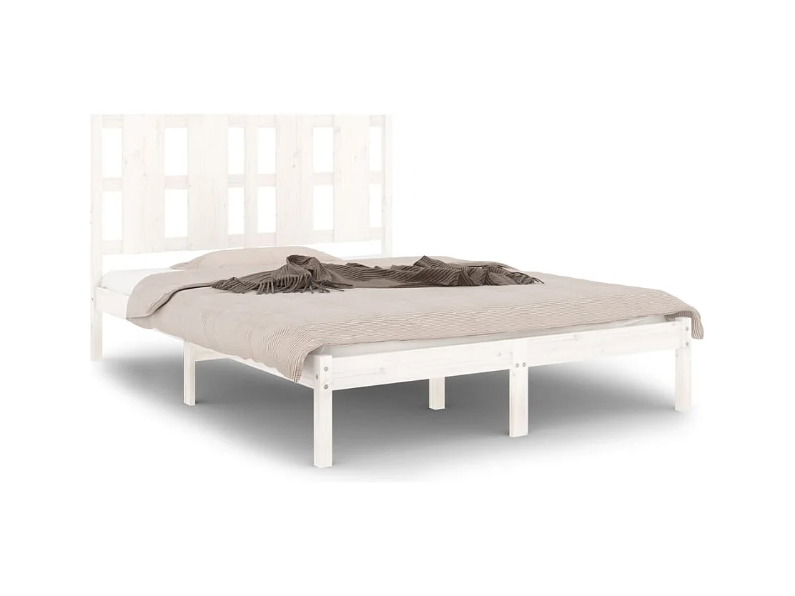 Struttura letto senza materasso bianco 140x190 cm in legno massello di pino