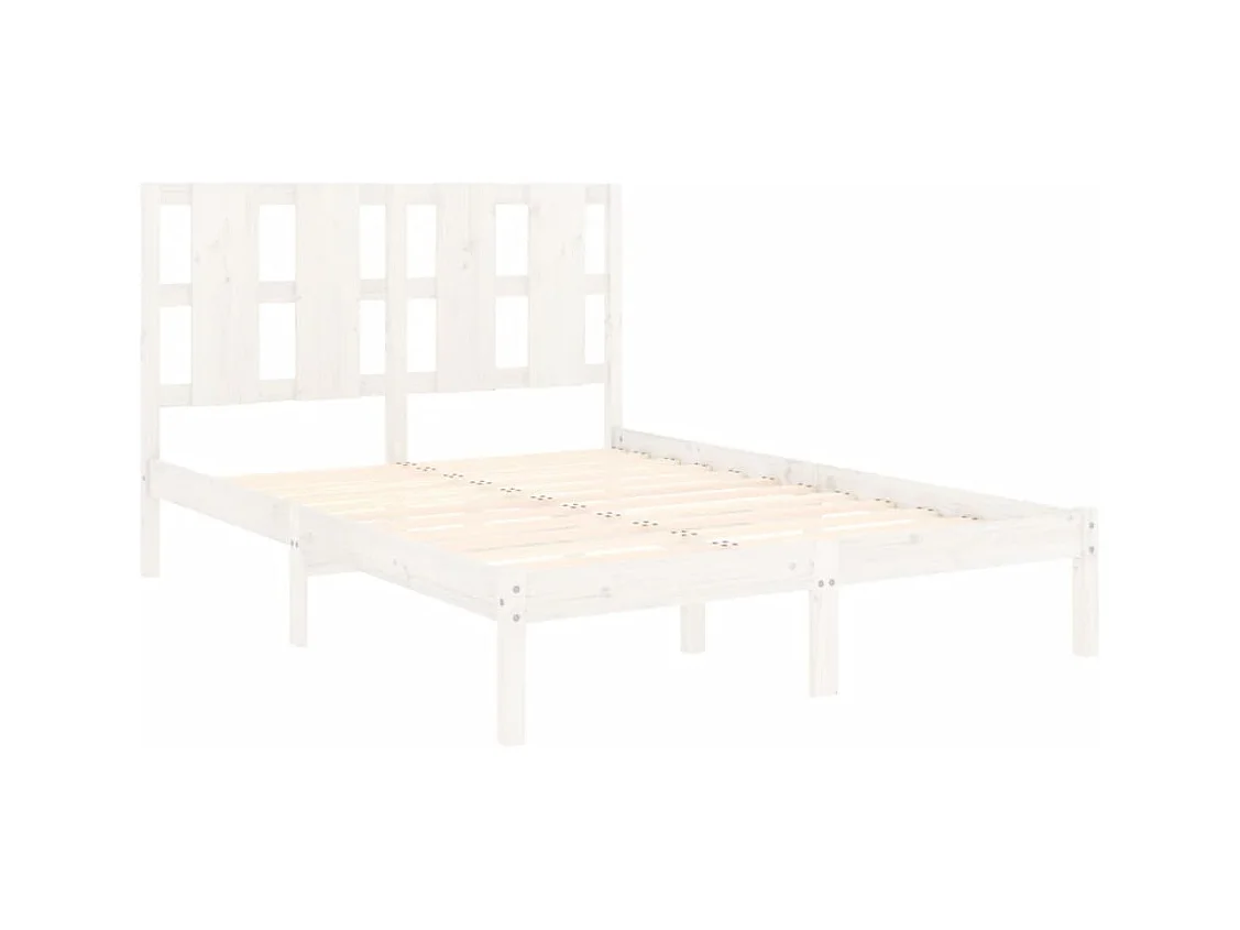 Struttura letto senza materasso bianco 140x190 cm in legno massello di pino