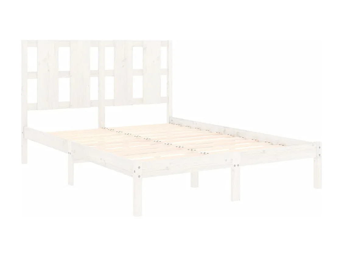 Cadre de lit sans matelas blanc 140x190 cm bois de pin massif