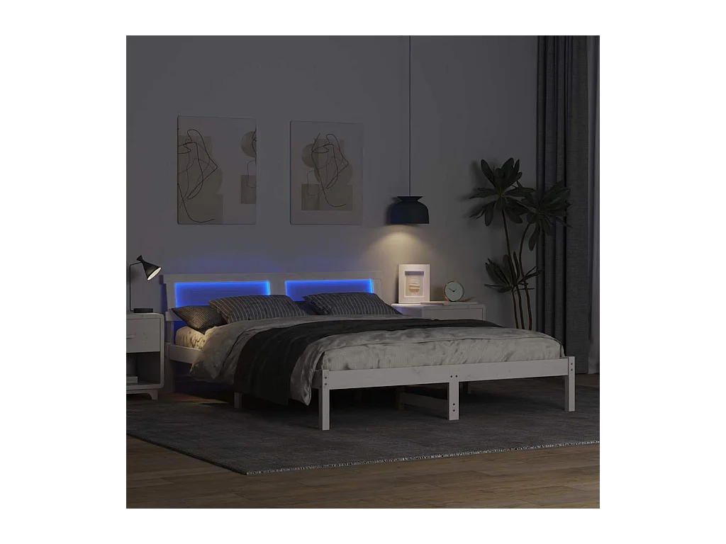 Wit bedframe 140 x 200 cm Massief grenenhout