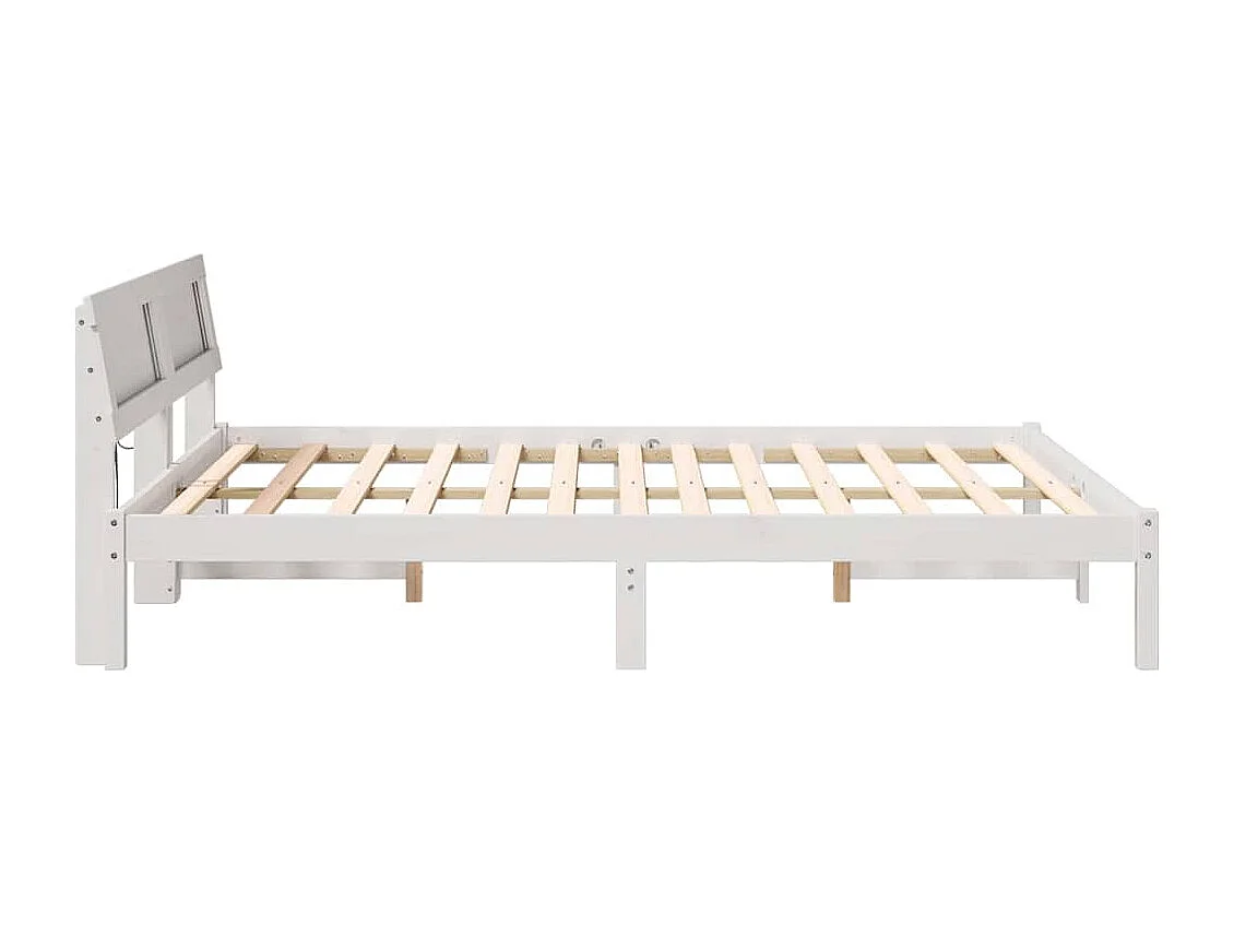 Wit bedframe 140 x 200 cm Massief grenenhout
