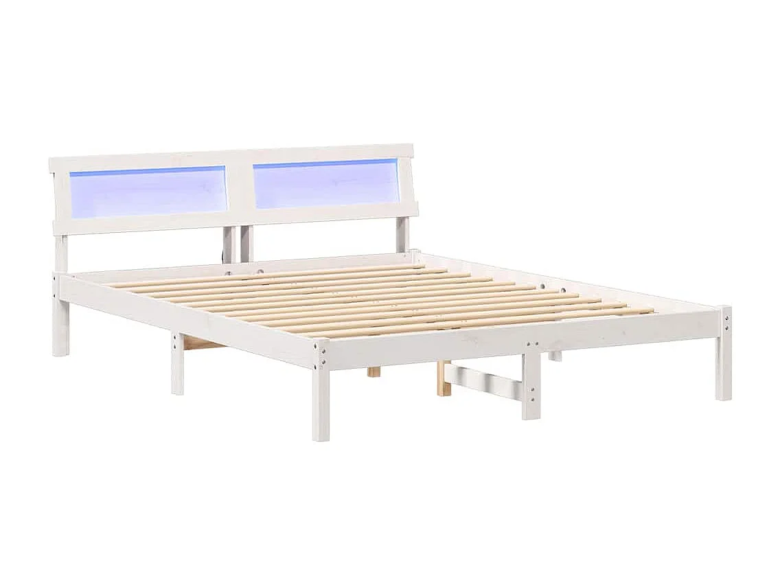 Cadre de lit Blanc 140 x 200 cm Bois massif en pin