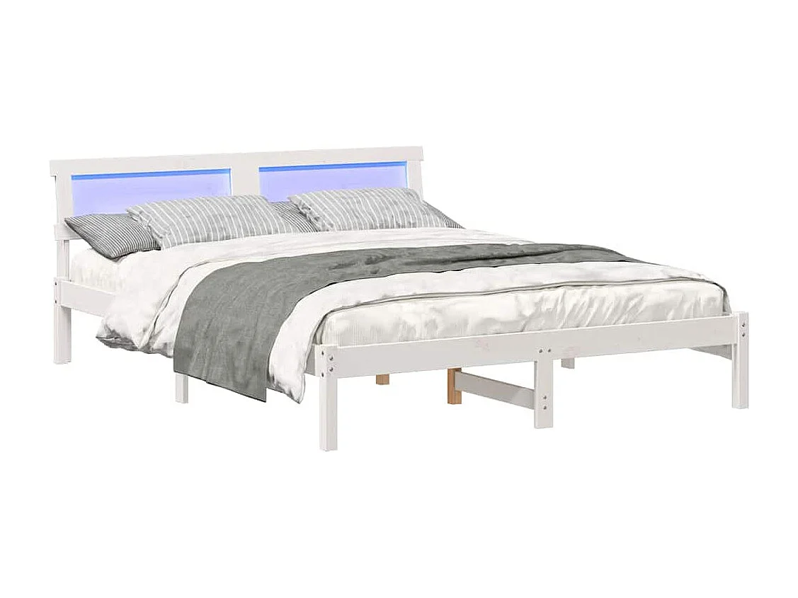 Cadre de lit Blanc 140 x 200 cm Bois massif en pin