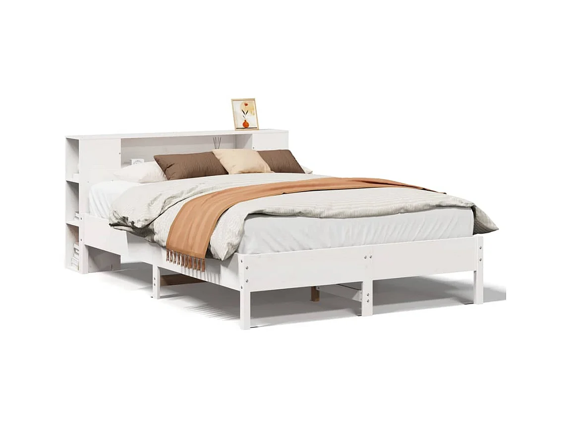 Wit boekenkastbed zonder matras 150x200 cm massief grenenhout