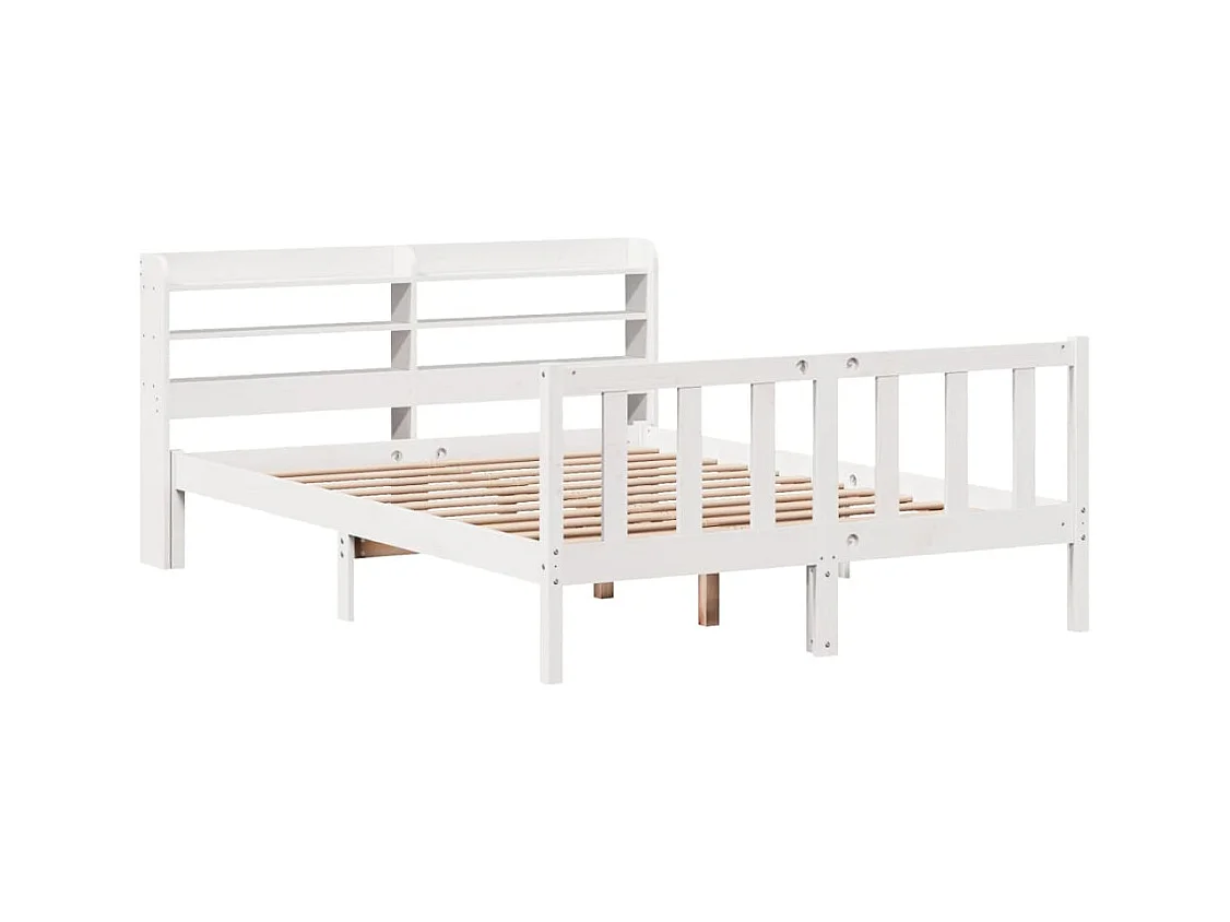 Estructura de cama sin colchón blanca 120x200 cm madera maciza de pino