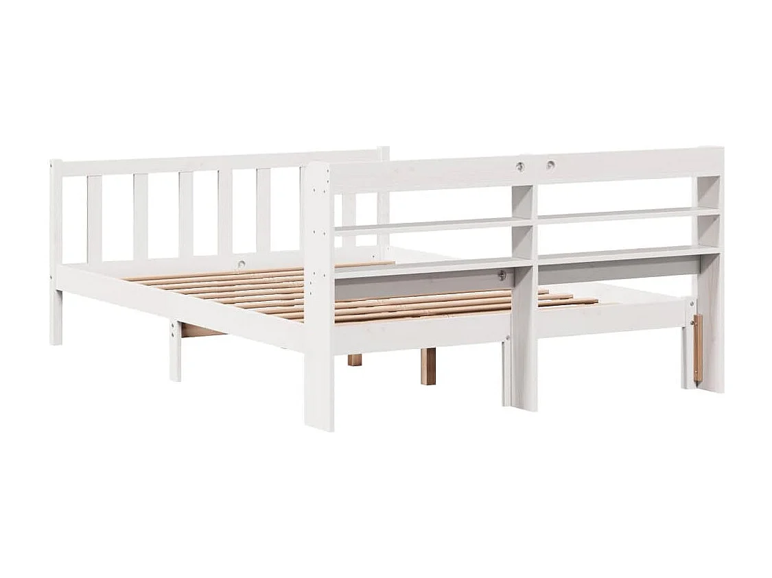 Estructura de cama sin colchón blanca 120x200 cm madera maciza de pino