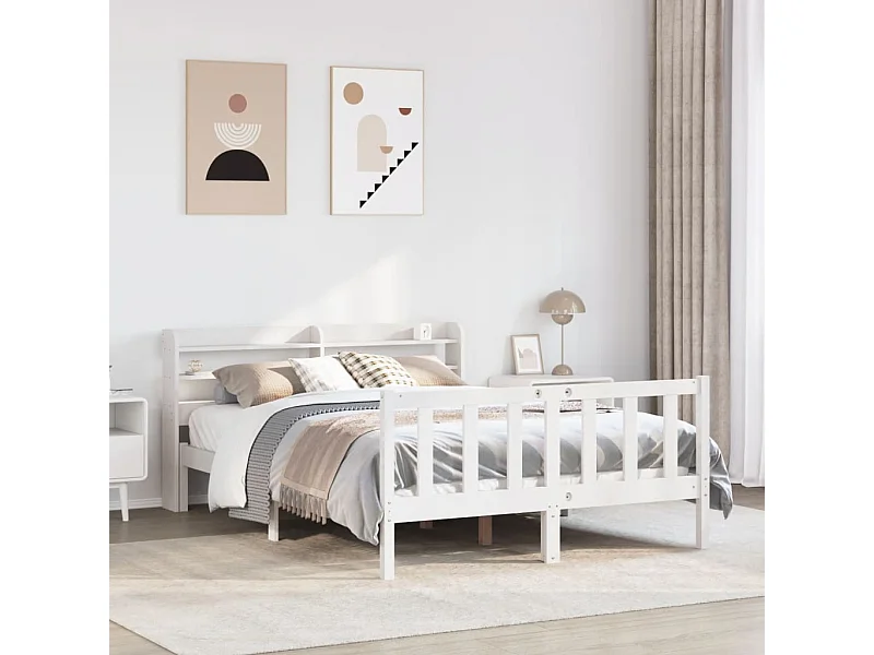 Struttura letto senza materasso bianco 120x200 cm in legno massello di pino
