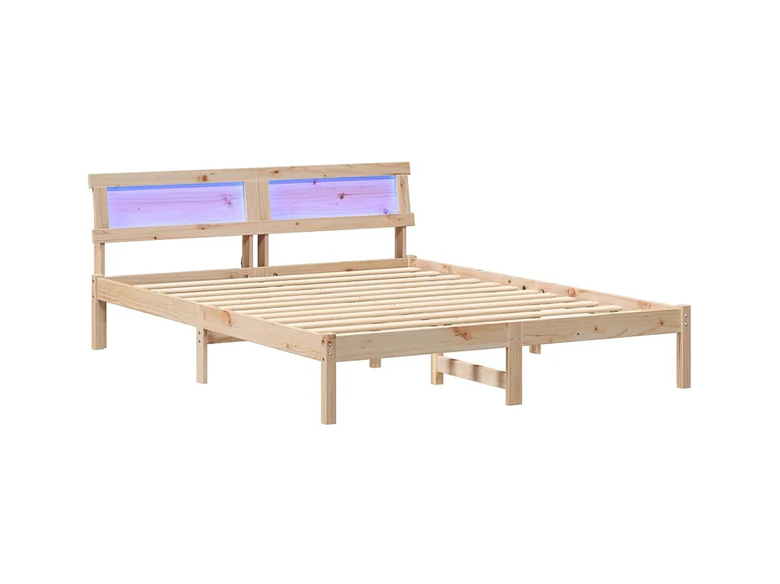 Struttura letto marrone 160 x 200 cm in legno massello di pino