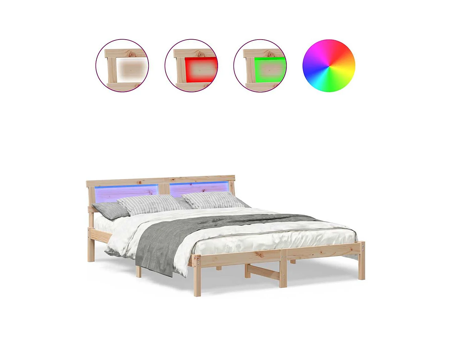 Struttura letto marrone 160 x 200 cm in legno massello di pino