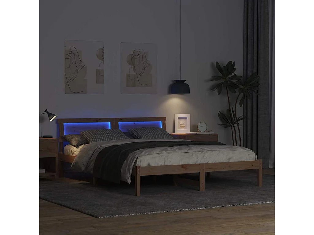 Cadre de lit Marron 160 x 200 cm Bois massif en pin