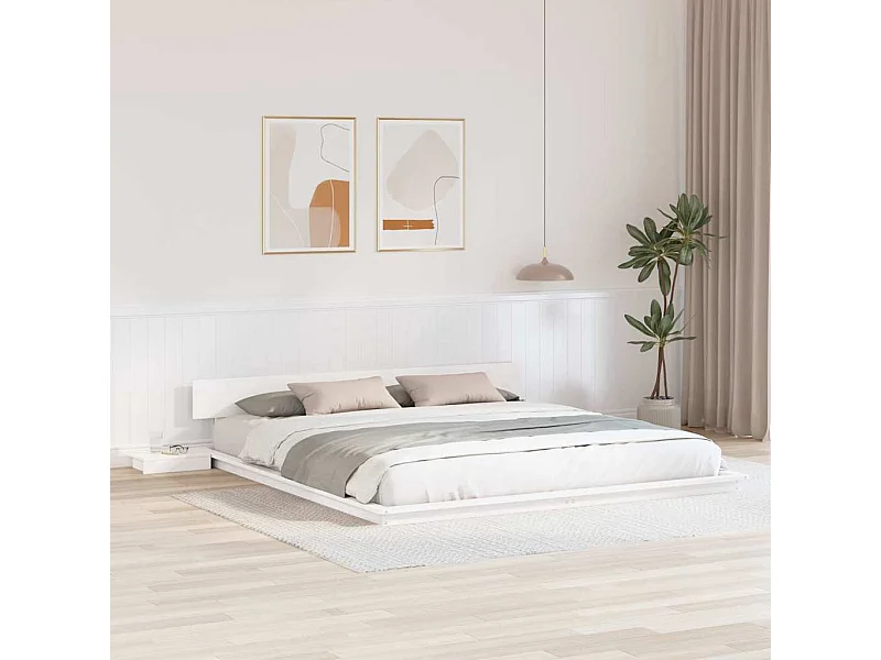 Estructura de cama blanca de madera de 180 x 200 cm