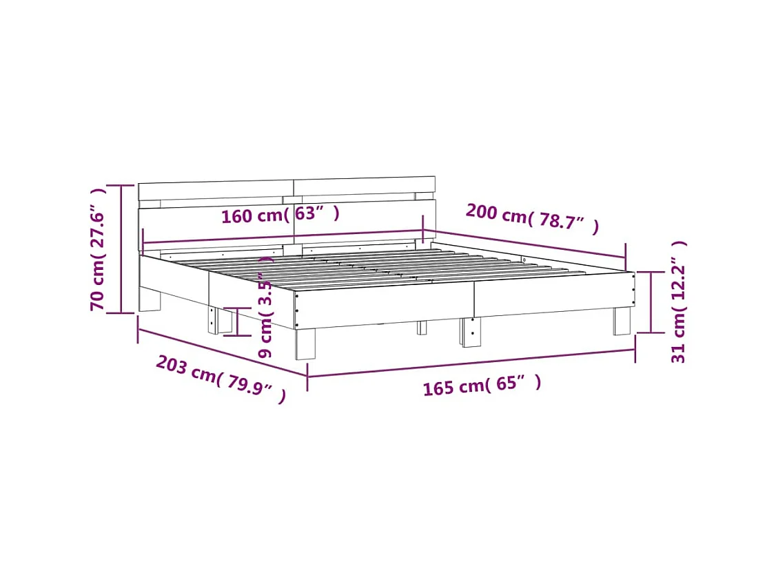 Bedframe zonder matras zwart 160x200 cm