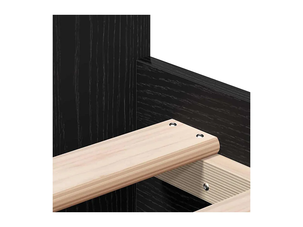 Bedframe van zwart eikenhout, 90 x 190 cm, bewerkt hout