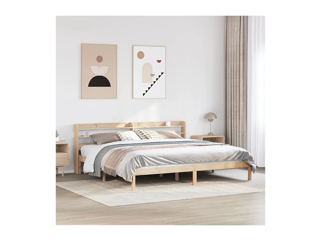 Struttura letto senza materasso 200x200 cm in legno massello di pino