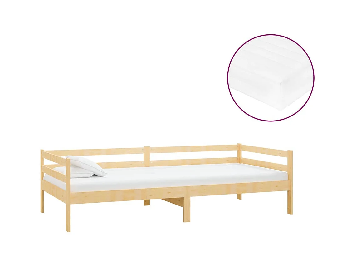 Divano letto con materasso 90x200 cm Legno massello di pino