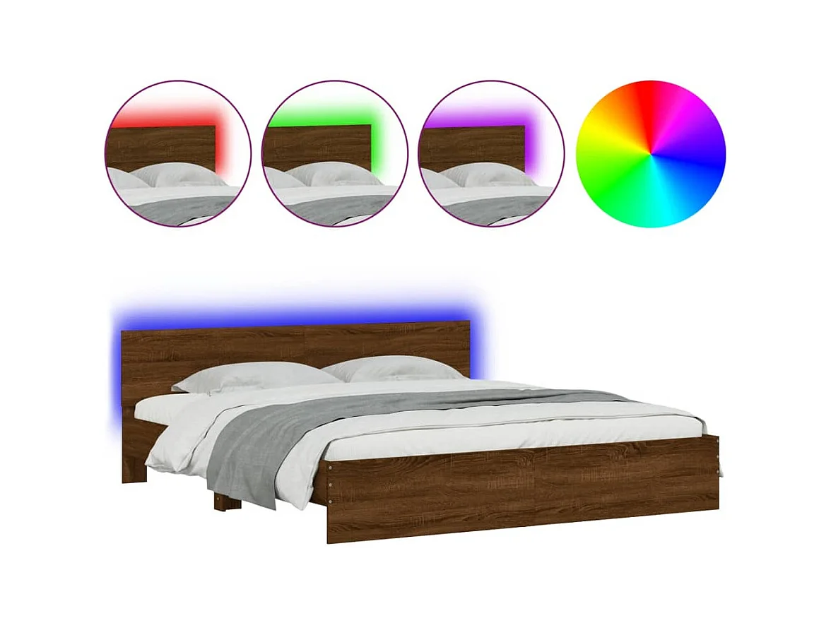 Struttura letto con LED senza materasso rovere marrone 200x200 cm