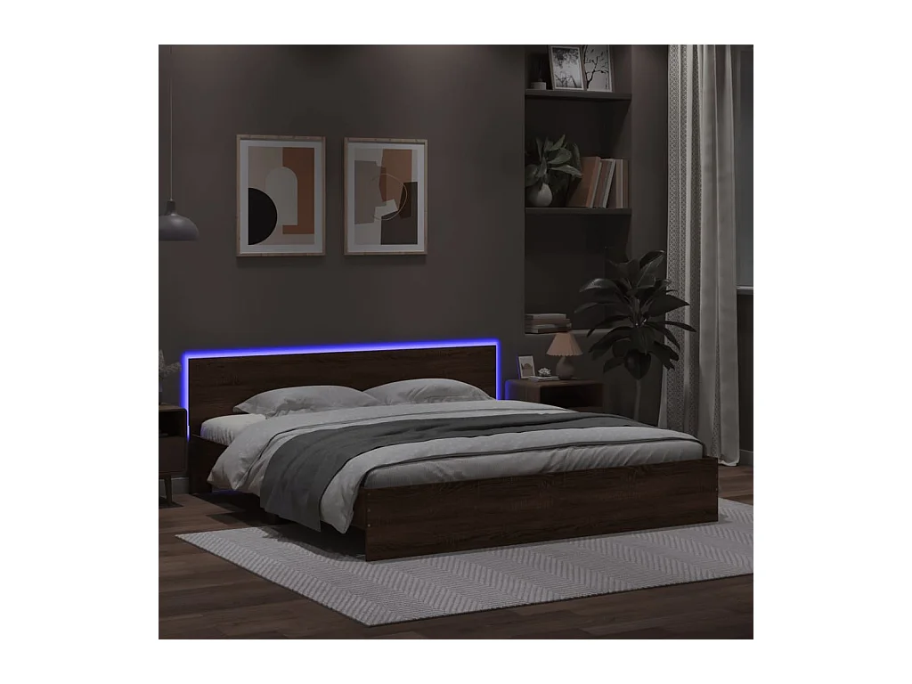 Struttura letto con LED senza materasso rovere marrone 200x200 cm