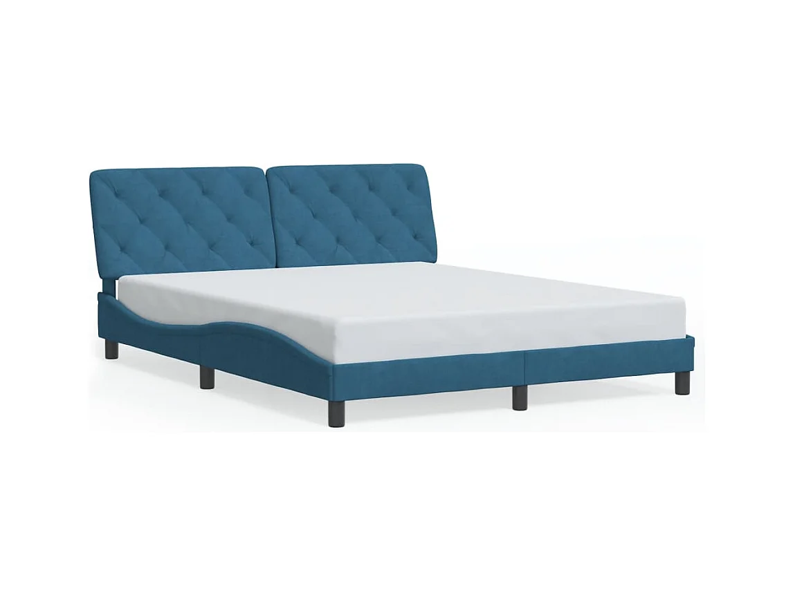 Estructura de cama sin colchón azul 160x200 cm terciopelo