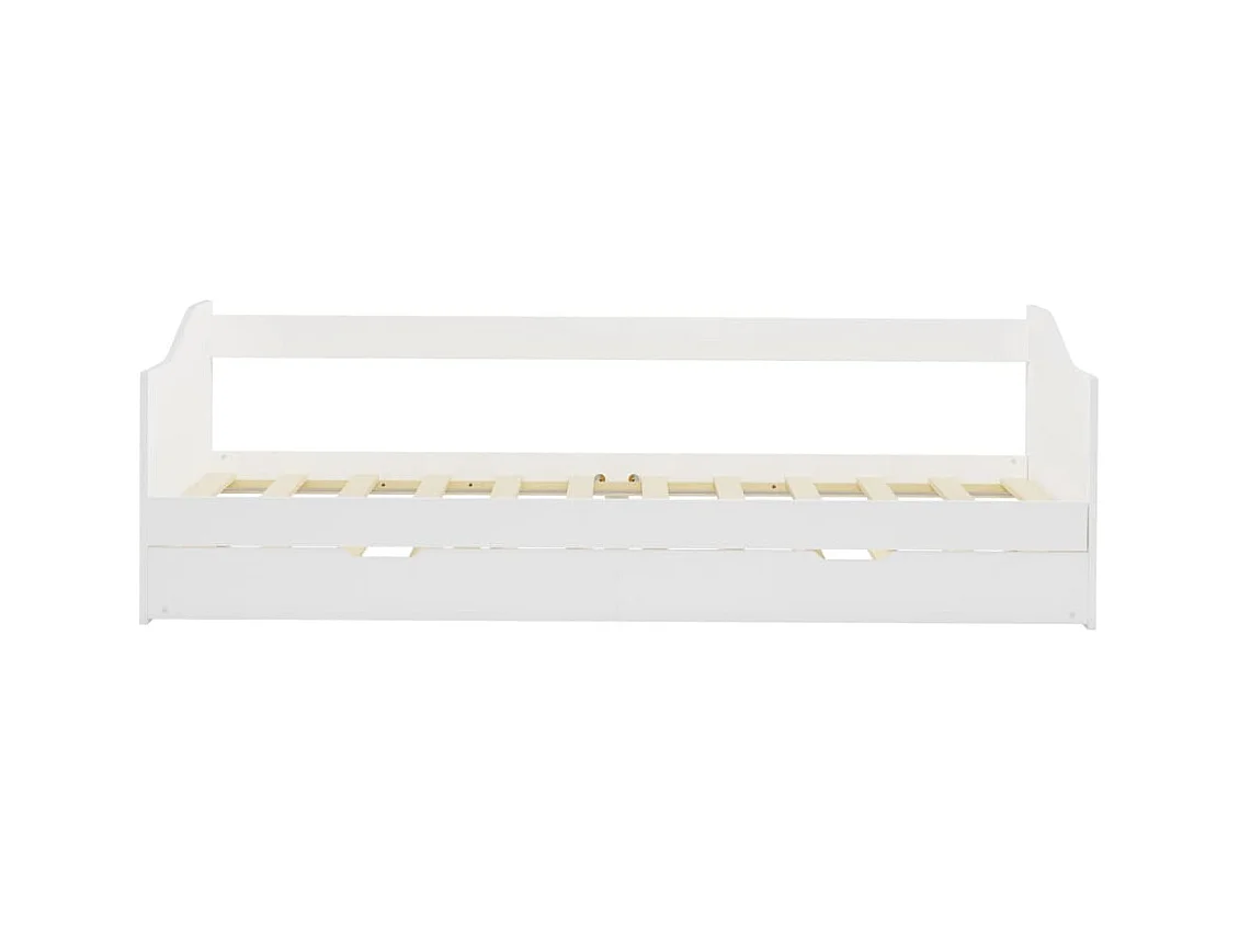 Uitschuifbaar bedframe zonder matras wit grenenhout 90x200cm