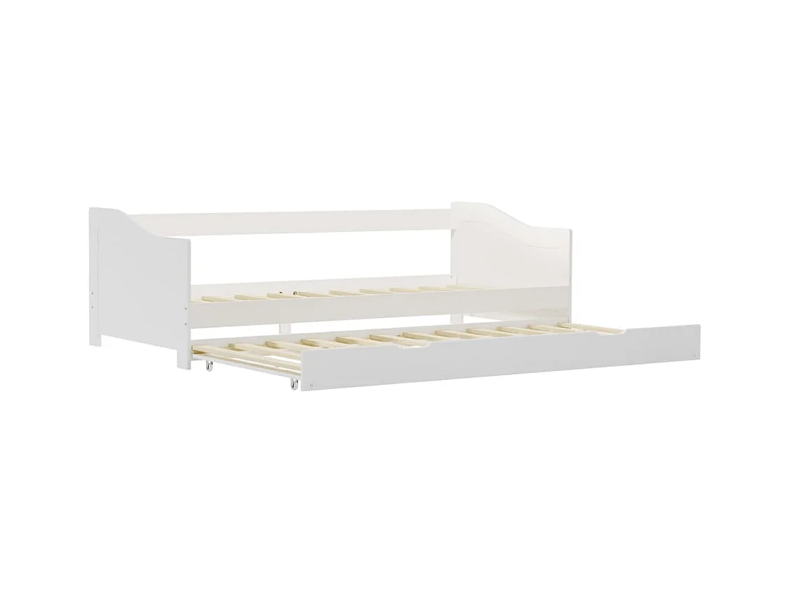 Uitschuifbaar bedframe zonder matras wit grenenhout 90x200cm