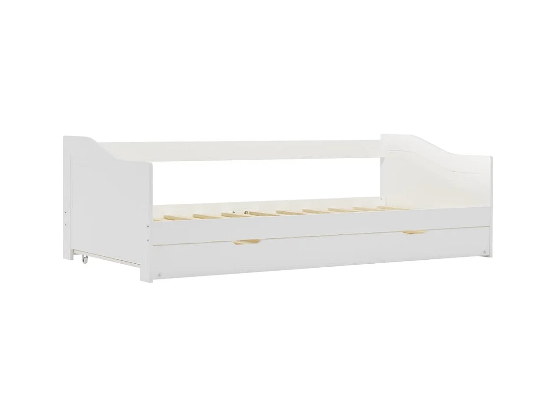Uitschuifbaar bedframe zonder matras wit grenenhout 90x200cm