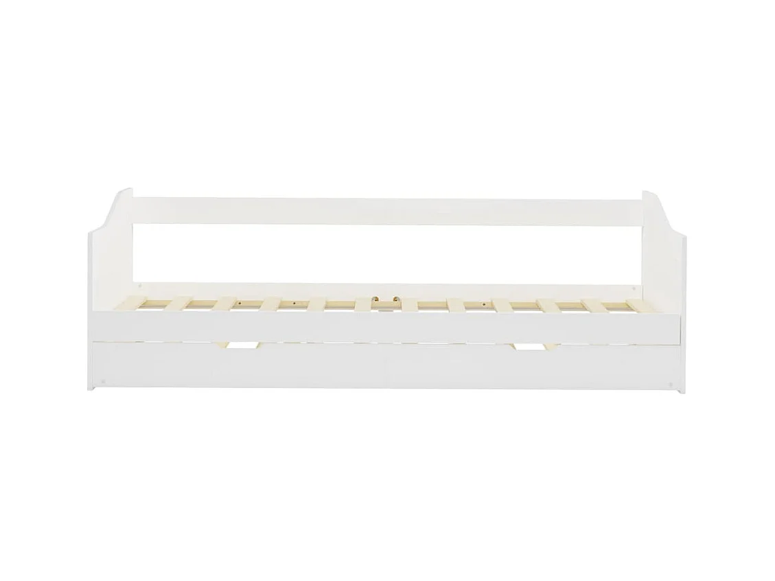 Uitschuifbaar bedframe zonder matras wit grenenhout 90x200cm