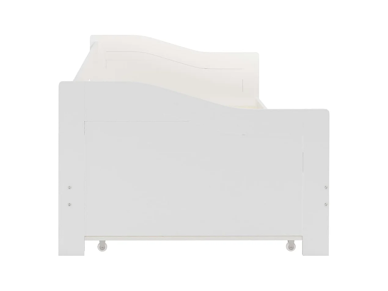 Uitschuifbaar bedframe zonder matras wit grenenhout 90x200cm