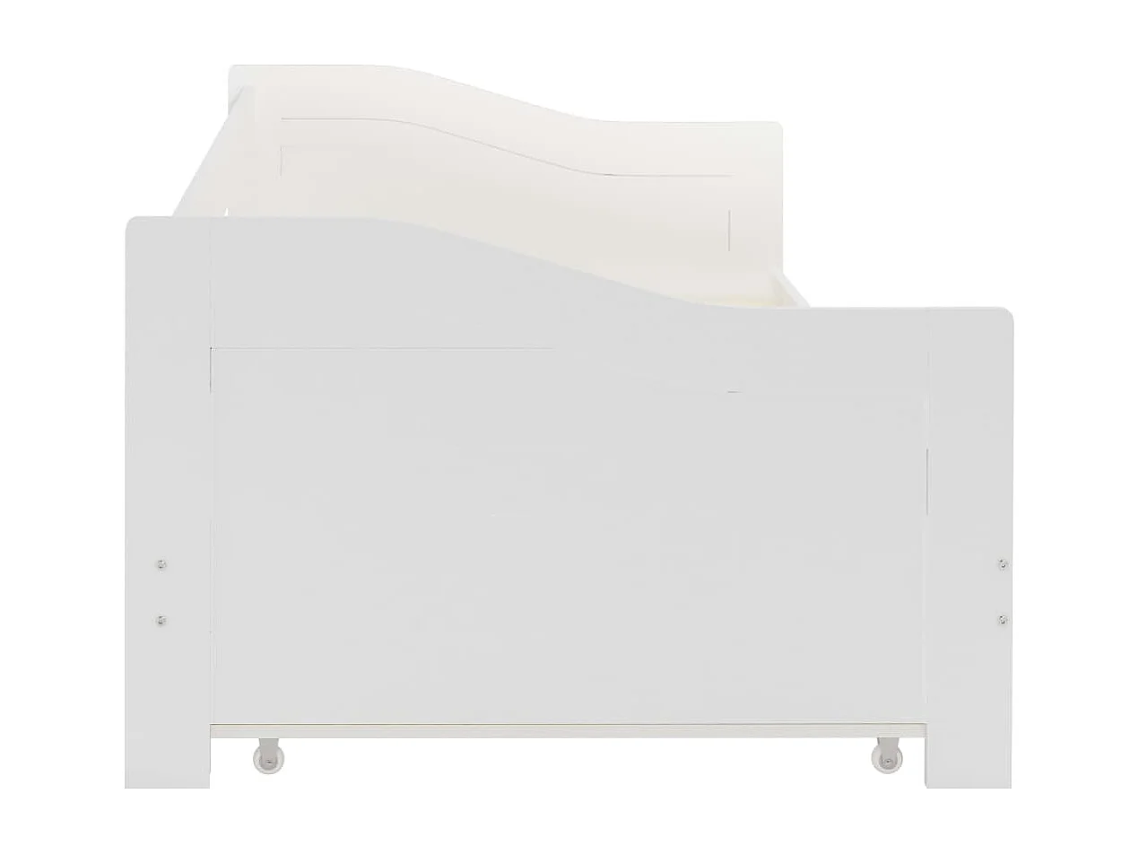 Uitschuifbaar bedframe zonder matras wit grenenhout 90x200cm