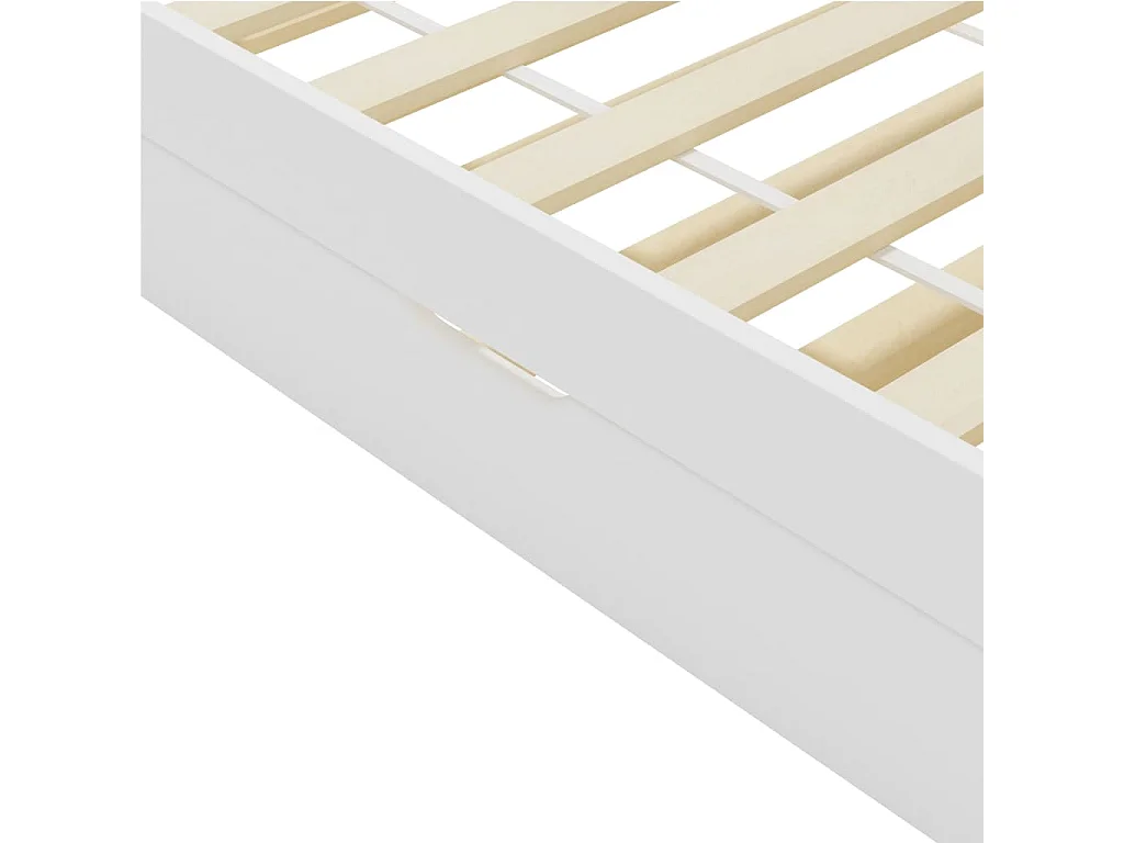 Uitschuifbaar bedframe zonder matras wit grenenhout 90x200cm