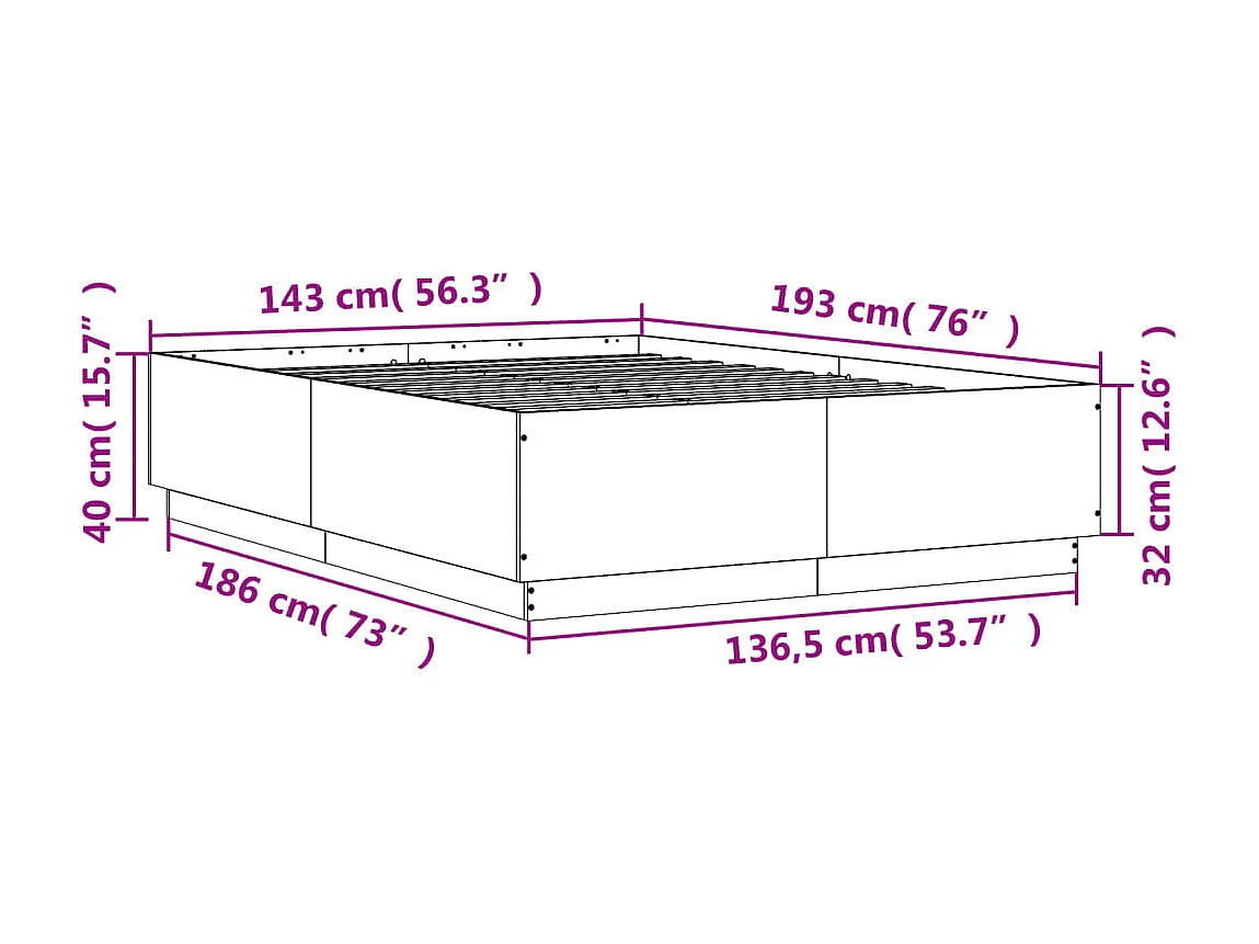 Estructura de cama sin colchón de roble Sonoma 140x190 cm