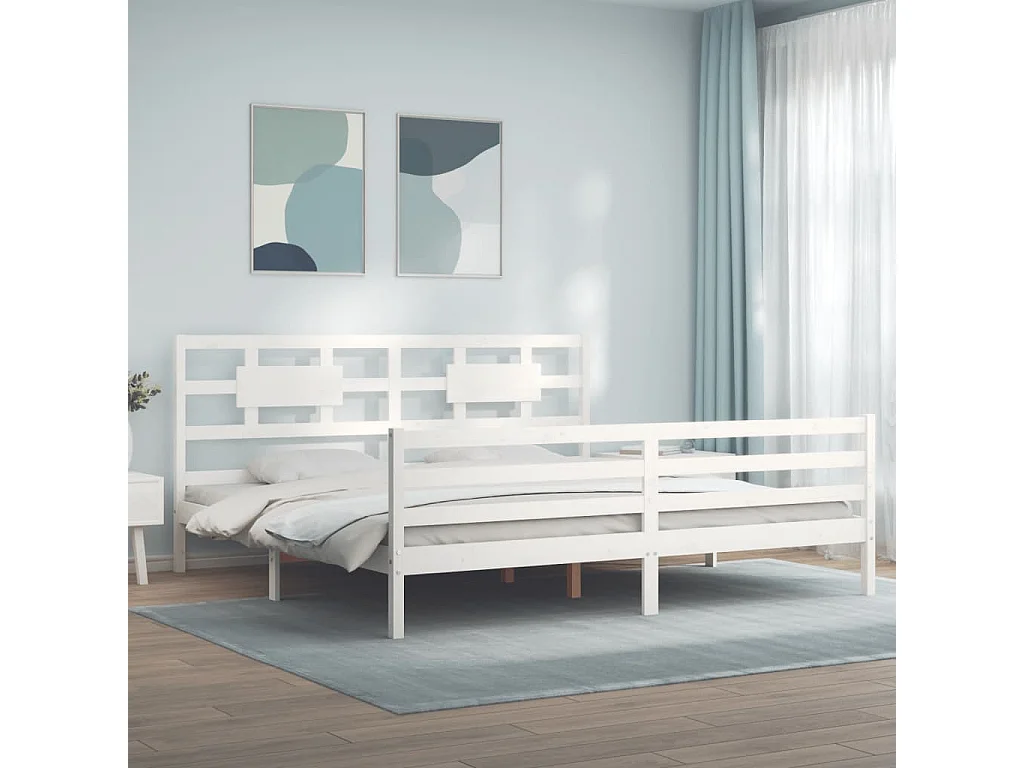 Estructura de cama sin colchón blanca 200x200 cm madera maciza