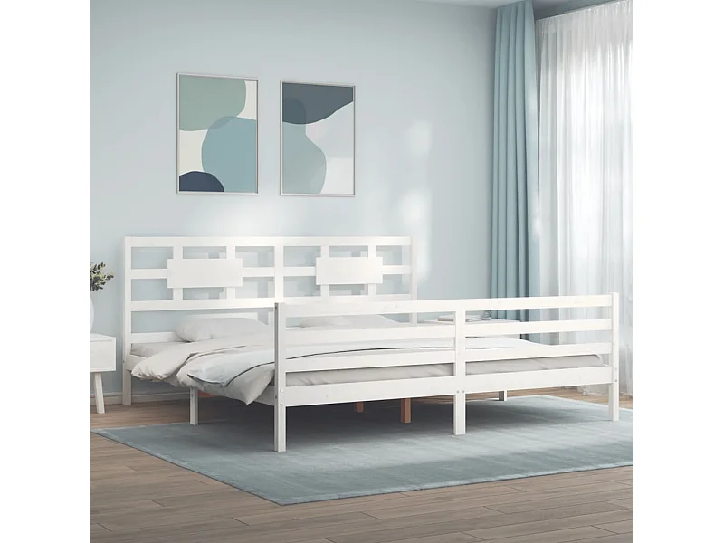 Struttura letto senza materasso bianco 200x200 cm in legno massello
