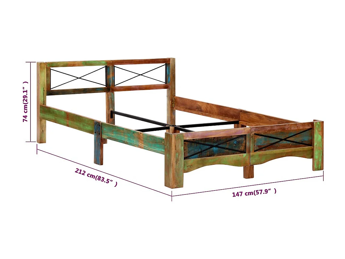 Bedframe Massief gerecycled hout 140 x 200 cm