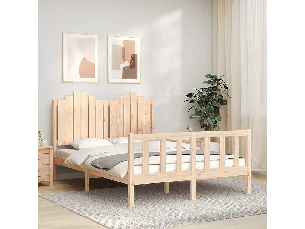 Estructura de cama sin colchón 140x190 cm madera maciza de pino