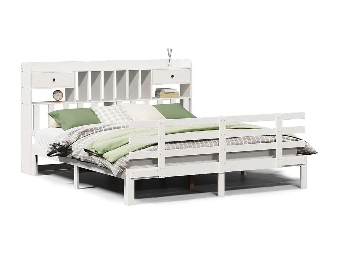 Wit boekenkastbed zonder matras 180x200 cm massief grenenhout