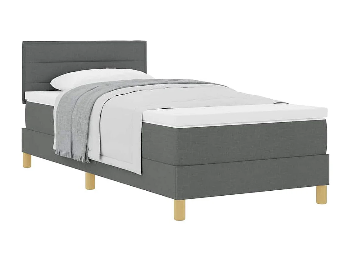 Letto a molle con materasso Tessuto grigio scuro 90 x 190 cm