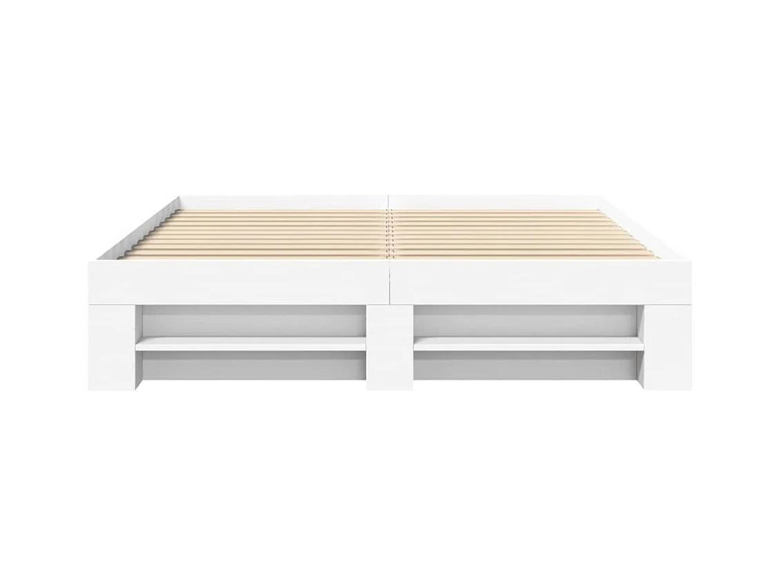 Estructura de cama sin colchón blanca 160x200 cm madera contrachapada