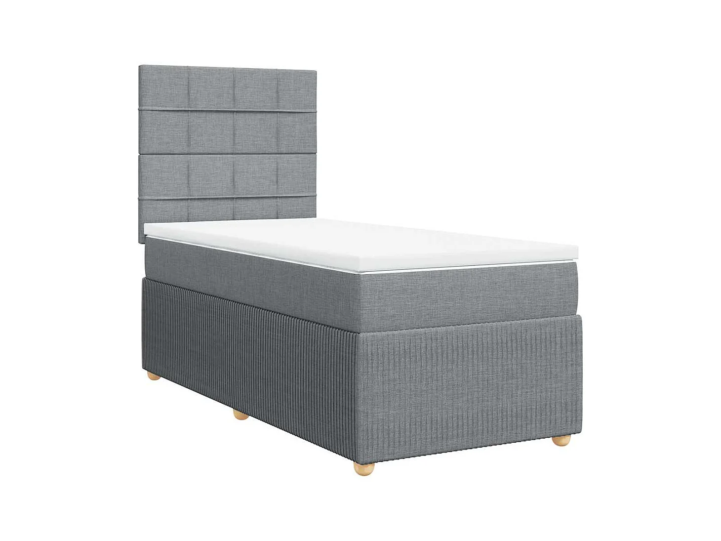 Somier de láminas con colchón de tela gris claro 80x200 cm