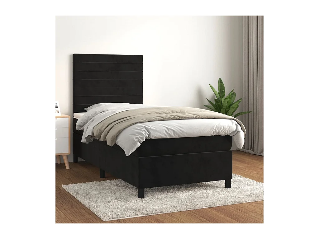 Somier de láminas y colchón Terciopelo Negro 80x200 cm