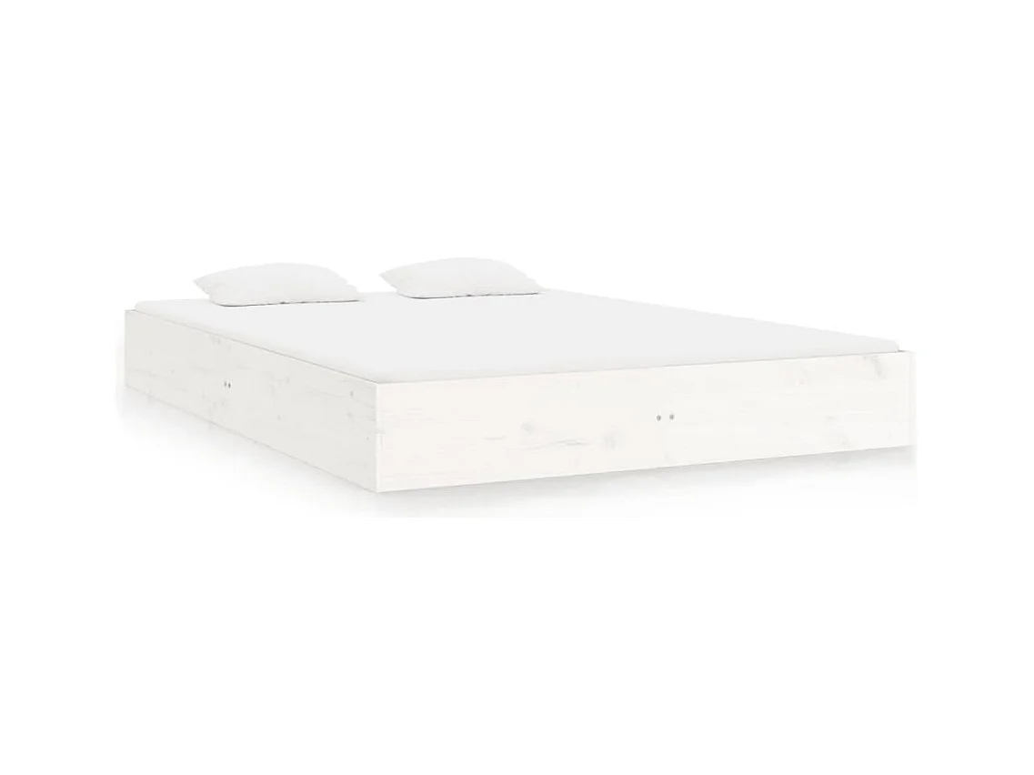 Cadre de lit sans matelas blanc bois massif 200x200 cm