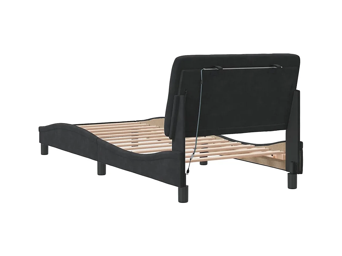 Bedframe met LED zonder matras zwart 80x200 cm fluweel