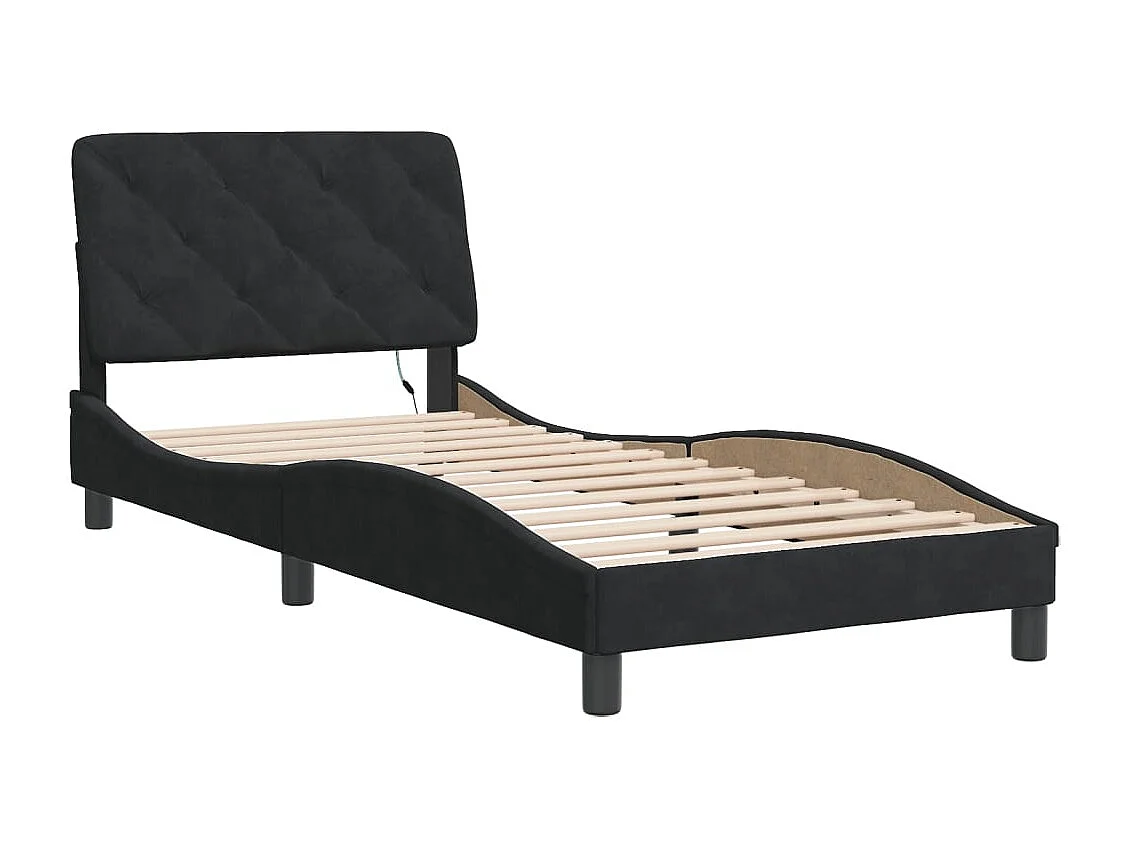Cadre de lit avec LED sans matelas noir 80x200 cm velours
