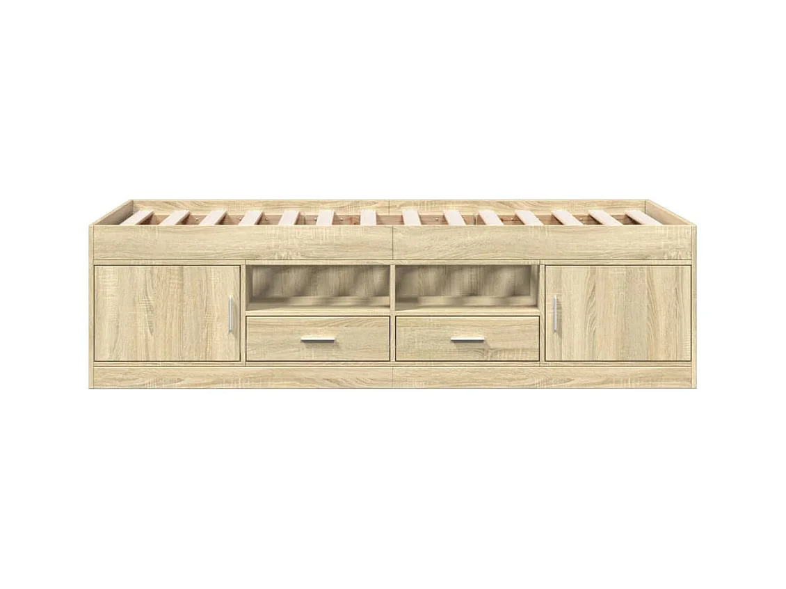 Divano letto con cassetti senza materasso rovere sonoma 90x190 cm
