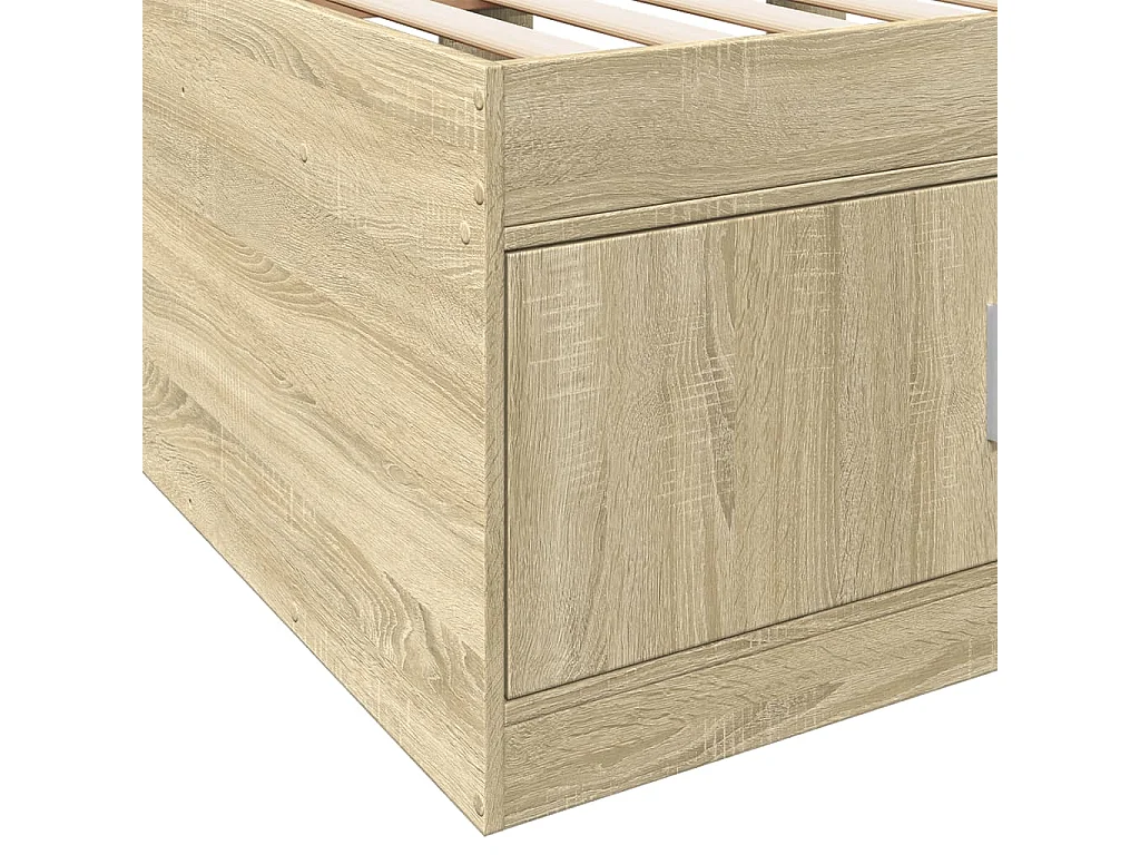 Divano letto con cassetti senza materasso rovere sonoma 90x190 cm