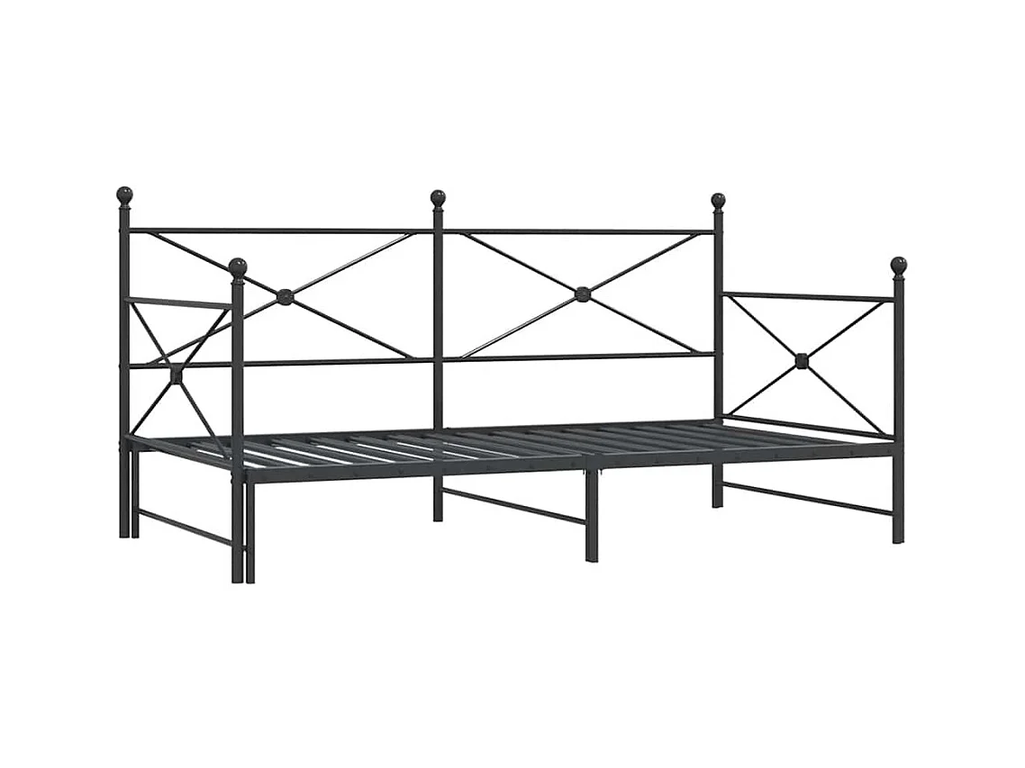 Lit de jour avec gigogne sans matelas noir 100x200 cm acier