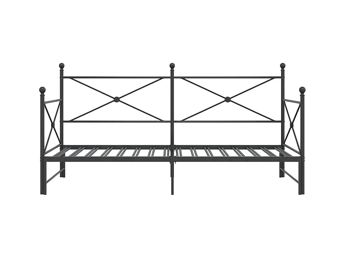 Lit de jour avec gigogne sans matelas noir 100x200 cm acier