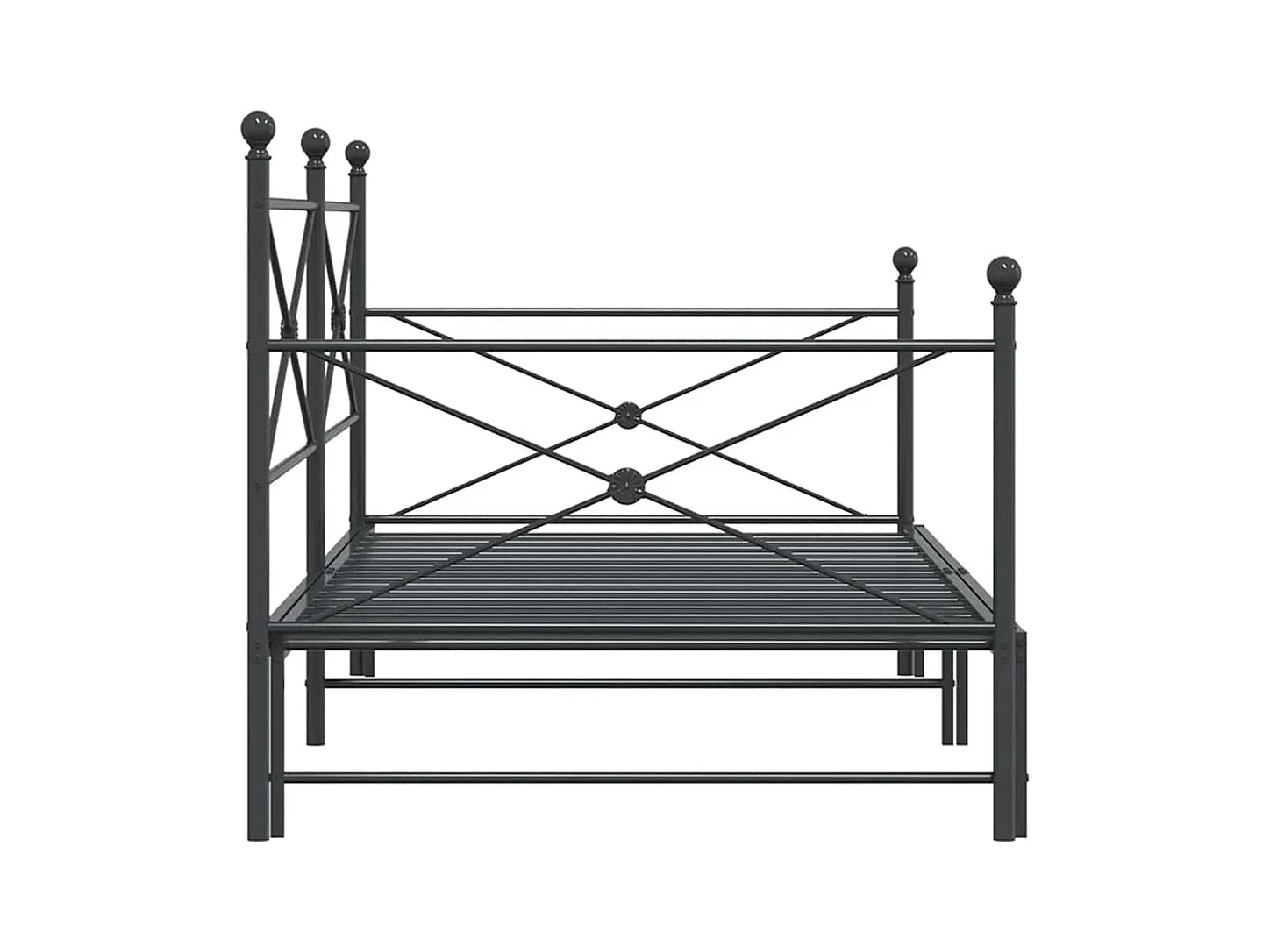 Lit de jour avec gigogne sans matelas noir 100x200 cm acier