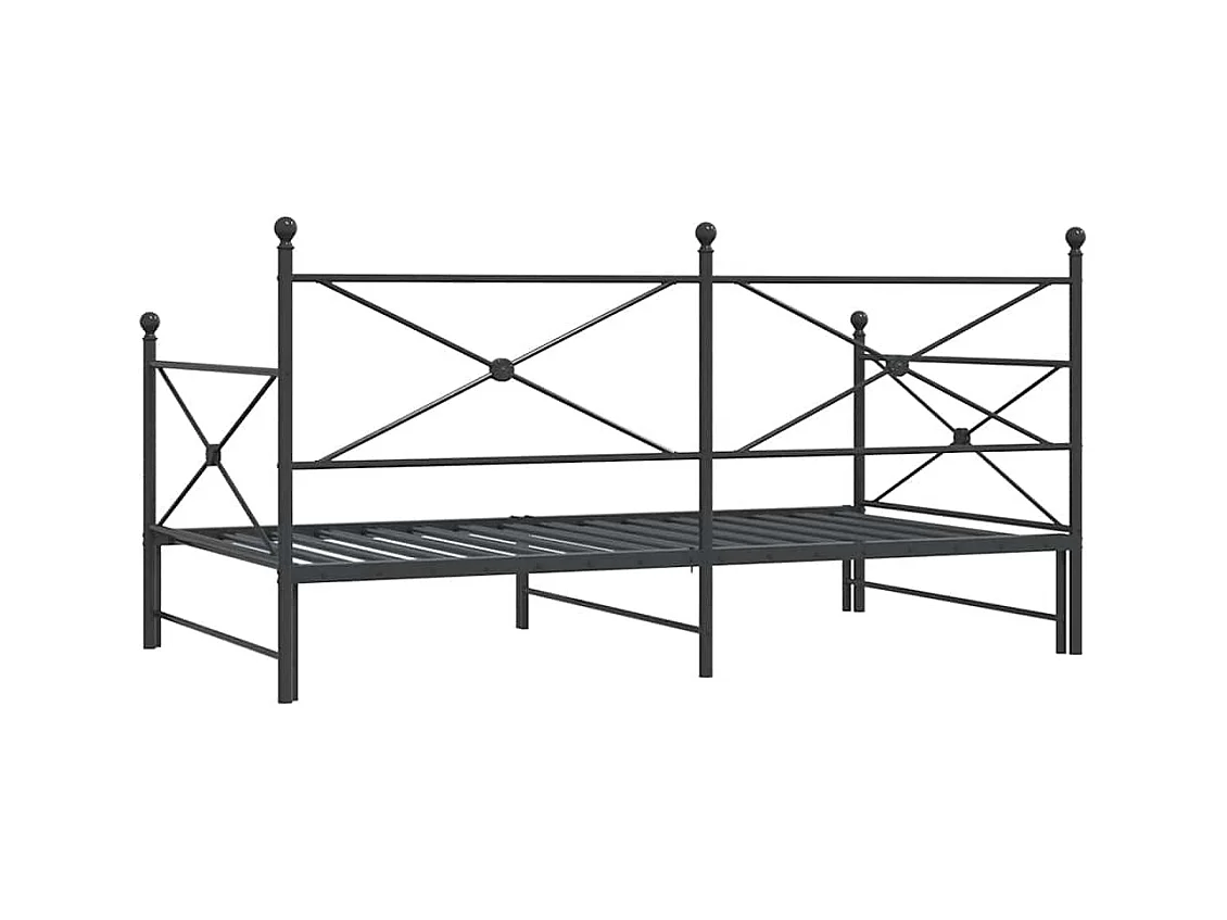 Lit de jour avec gigogne sans matelas noir 100x200 cm acier