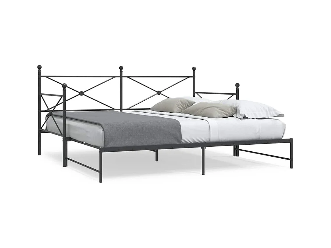 Dagbed met onderschuifbed zonder matras zwart 100x200 cm staal